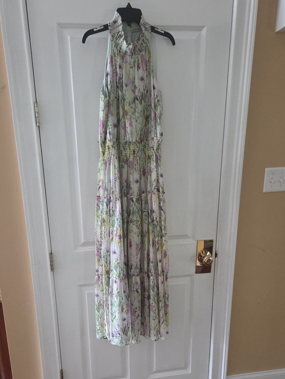 Taylor Floral Halter Maxi Dress in Mint Green and Lavender